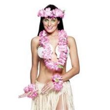 hawaiian-set/pink/leis/headband/w/band