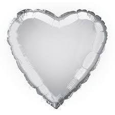 1  46 cm heart foil balloon   silver