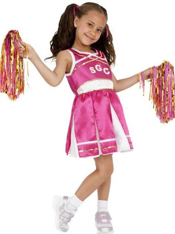 cheerleader barnekostyme/ rosa str l 10 12 ar