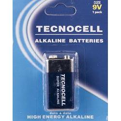 batterier technocell  alkaline 1 x 9v