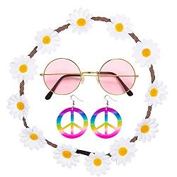 hippie sett med briller/ oredobber og harband