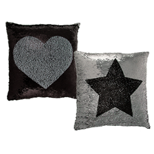 silver/black-coloured-sequin-cushion/-star--heart