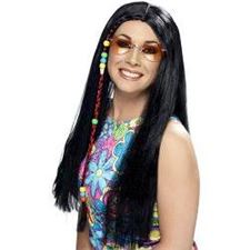 hippie-party-wig/long-blk-w/beads/adult