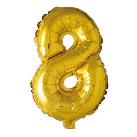 gullfarget folieballong/ tallet 8 41cm