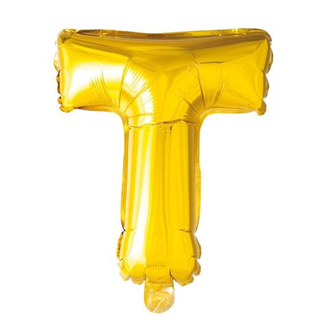 gullfarget folieballong/ bokstaven t 41cm