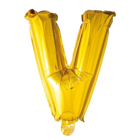gullfarget folieballong/ bokstaven v 41cm