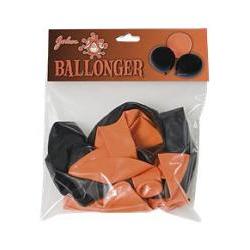 svarte og oransje ballonger/ 10 stk