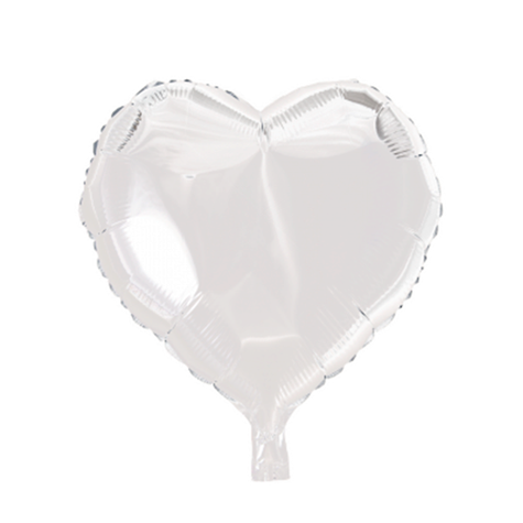 folieballong/ hvitt hjerte 46cm