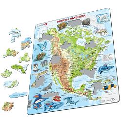 larsen pussle nord amerika kart m/dyr