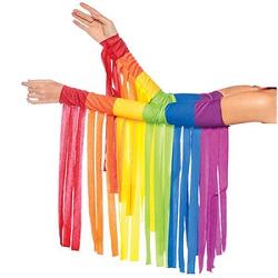 regnbuefargede hansker med frynser