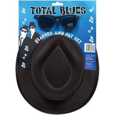 hat blues w/glasses adult