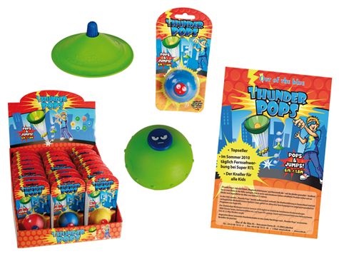 rubber ufo thunder pops 4 colours assorted/24 pc
