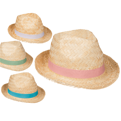 straw hat with band/ one size/ ca 27 cm/ 4 colour