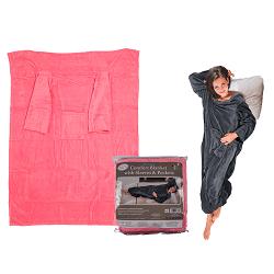 pink comfort blanket with sleeves  pockets/ 100 