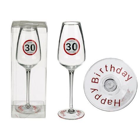 champagne glass/ happy birthday 30/ ca 23 cm/ in 