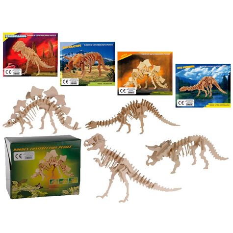 natural wooden 3d puzzle/ dinosaur skeleton i/ ca