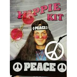 hippiesett briller/ panneband og peace smykke
