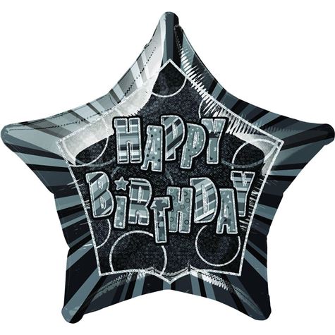 50 cm pkg black star prism happy birthday balloon