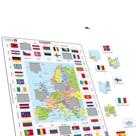 larsen pussle spill/ europa flagg og kart