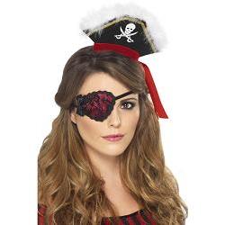 eyepatch/ red lace with bow and ties