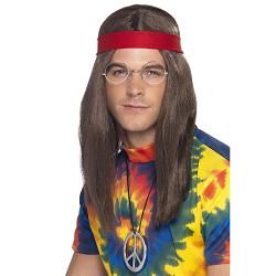 hippie sett med parykk one size