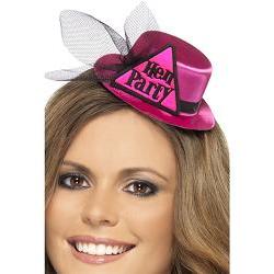 hen party hat with hairclip pink w/veil
