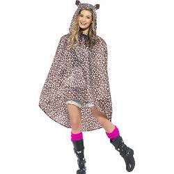 leopard poncho/ shower resistant with drawstring