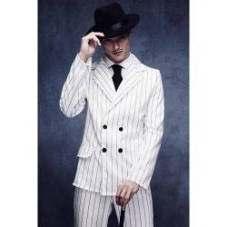 gangster suit/white/blk pin stripes