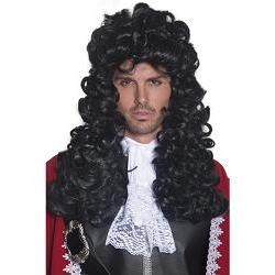 pirate captain wig/black/long/curly