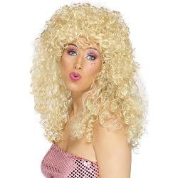 boogie babe wig/blonde/long curls/bag