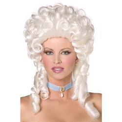 baroque white wig/ shoulder length with ringlet