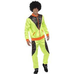 retro shell suit costume mens neon green with jack