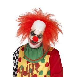 clown wig deluxe red with bald head