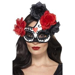 day of the dead crescent eyemask black  red with 