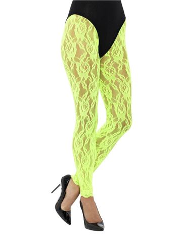 80s lace leggings neon green