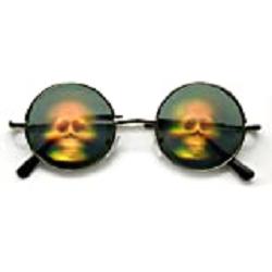holographic skull glasses green