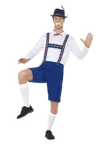 bavarian costume blue with shirt  lederhosen