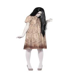 evil spirit costume grey with decayed dress  wig