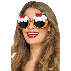 christmas pudding glasses brown with holly  berri