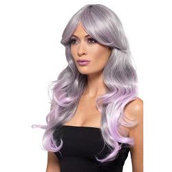 fashion ombre wig wavy long grey  pastel pink hea