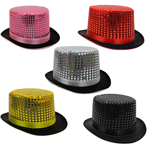 sequin top hat 4 colors assorted