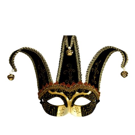 unisex black jolly mask decoratedwith gold  black