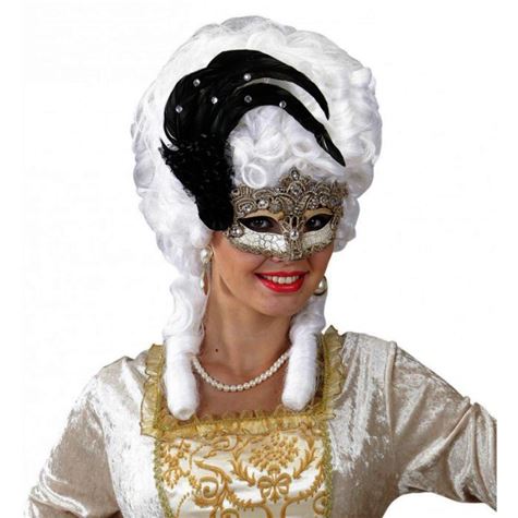 gran gala macrame mask with feathers and rhinesto