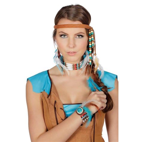 indianer sett m/hodeband/oreringer/hals og armband
